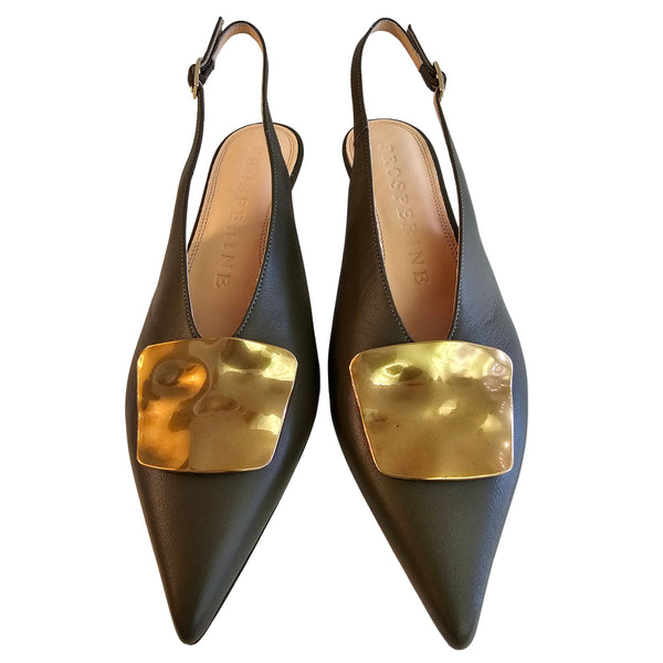Prosperine, Sling in Oliv mit Brosche in Altgold