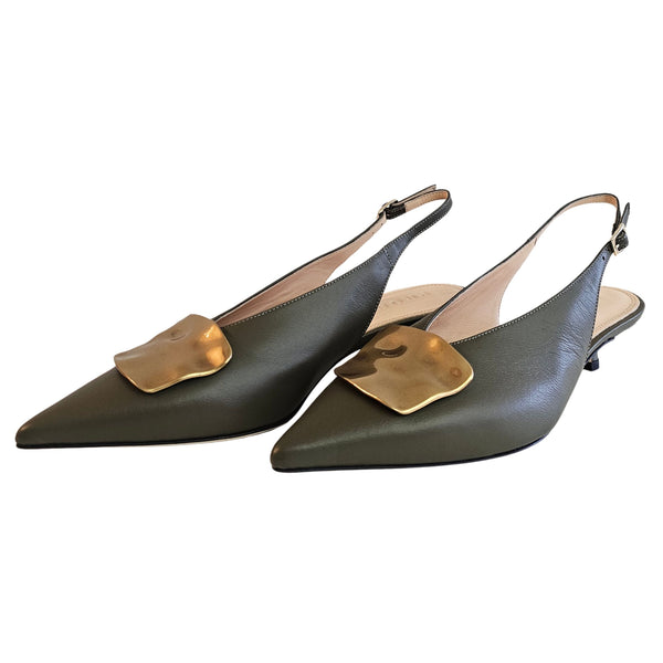 Prosperine, Sling in Oliv mit Brosche in Altgold