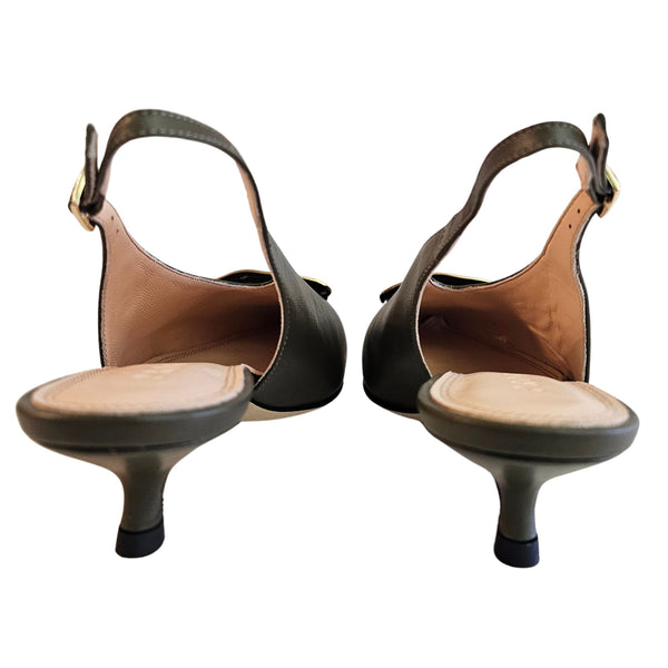 Prosperine, Sling in Oliv mit Brosche in Altgold
