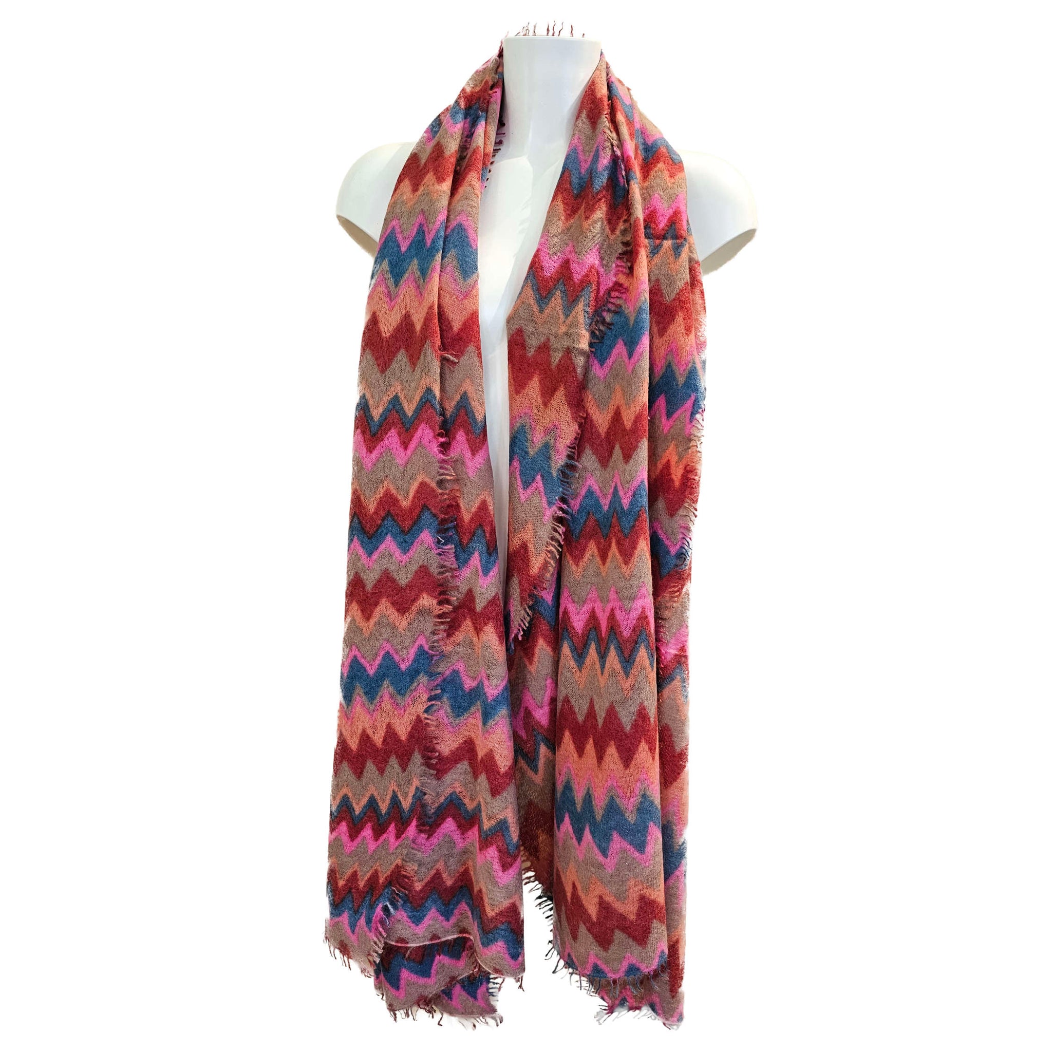 Pur Schoen, Cashmere Schal in Chevron Red Kiesel