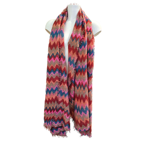 Pur Schoen, Cashmere Schal in Chevron Red Kiesel