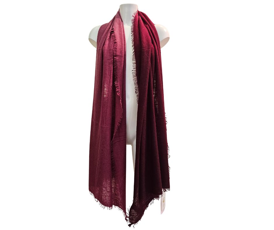 Pur Schoen, Cashmere Schal, OMBRE, Beere-Bordeaux