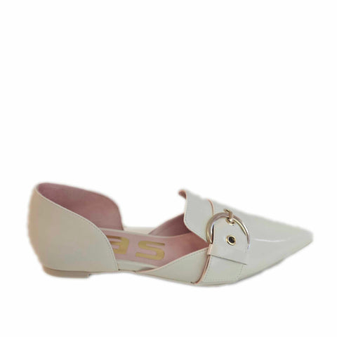 RAS, Flat-Ballerina in Panna mit Cut-Outs