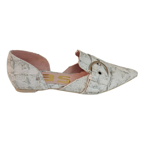 RAS, Flat-Ballerina in Weiß-Silber mit Cut-Outs