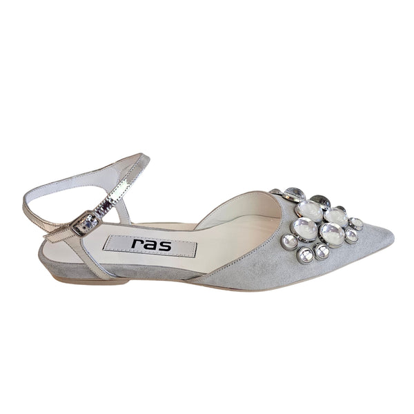 RAS, Flat-Sling in Silber aus Wildleder