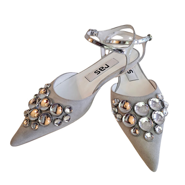 RAS, Flat-Sling in Silber aus Wildleder