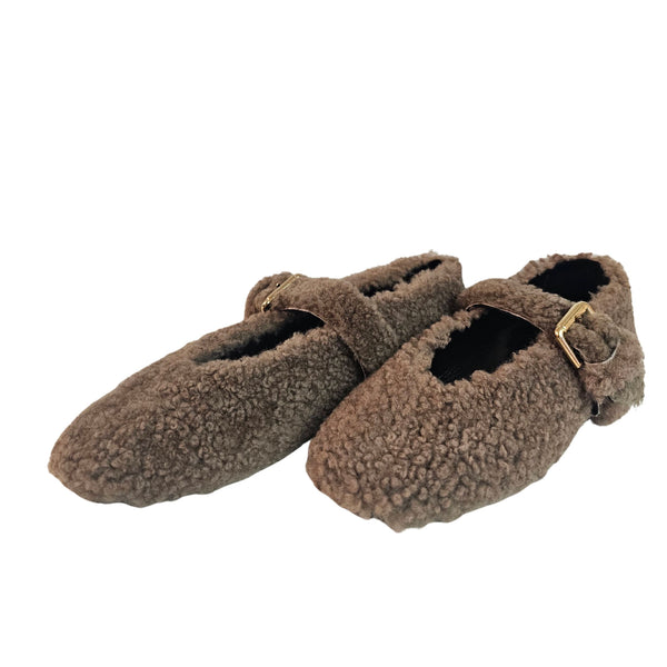 Fabio Rusconi, Riemchenschuh aus Lammfell, Taupe