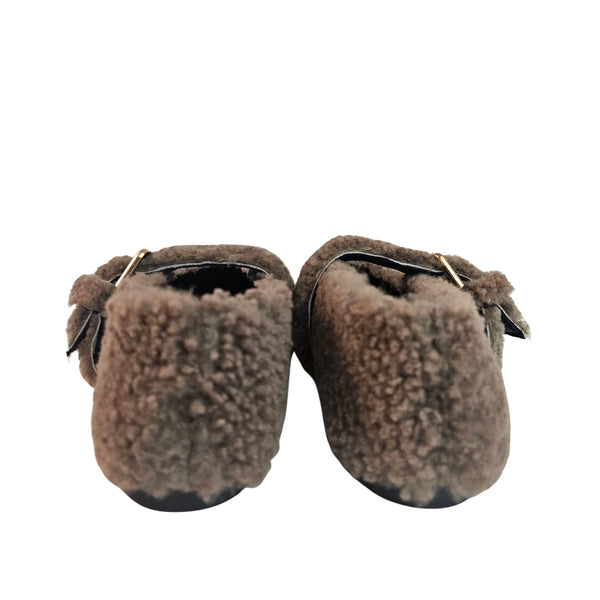 Fabio Rusconi, Riemchenschuh aus Lammfell, Taupe