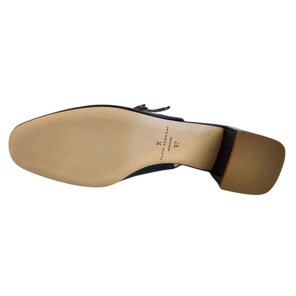 Fabio Rusconi, Sling-Lackschuh mit verstellbaren Riemchen in Dunkelblau