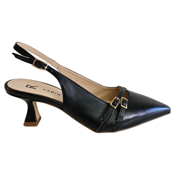 Fabio Rusconi, schwarzer Slingpumps aus Nappaleder