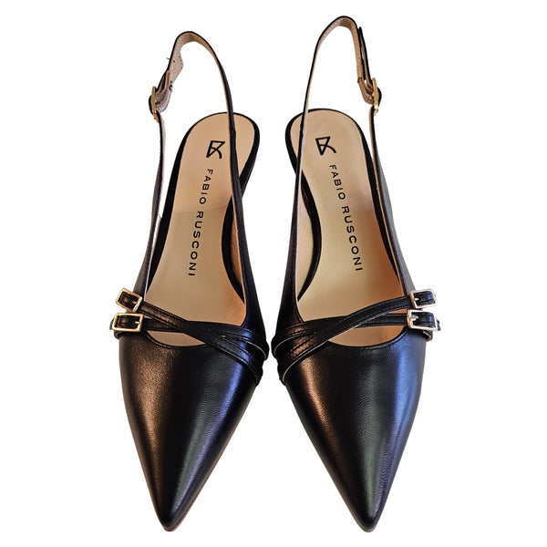 Fabio Rusconi, schwarzer Slingpumps aus Nappaleder