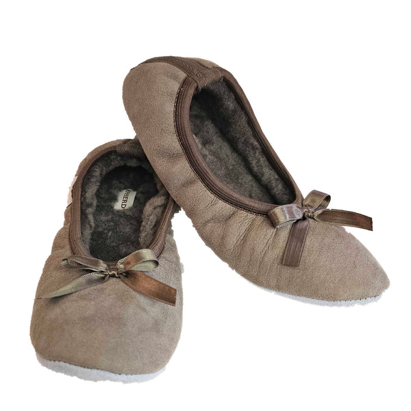 Shepherd, Saga, fellgefütterter Ballerina Hausschuh in Taupe