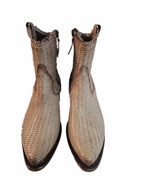 Cordwainer, Flechtlederstiefelette in Greige