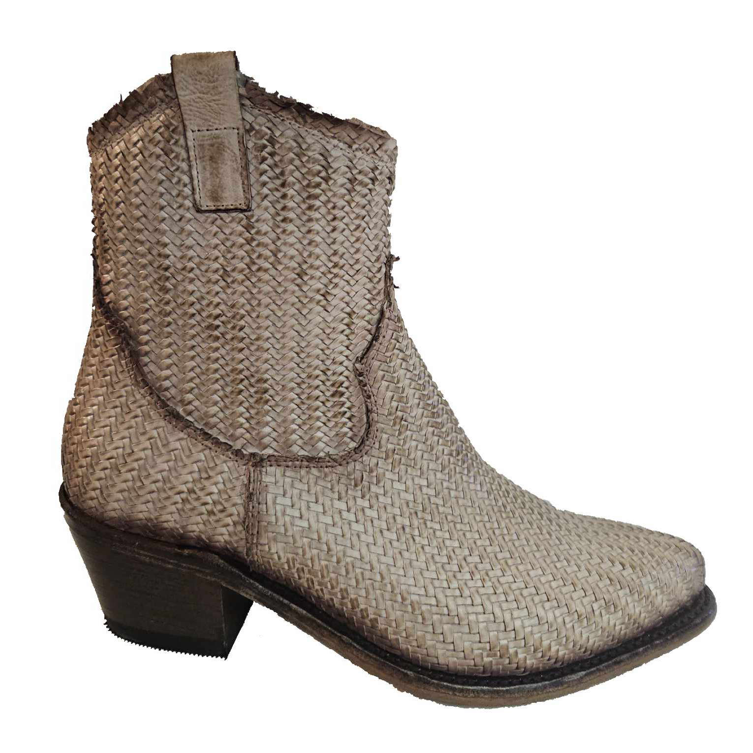 Cordwainer, Flechtlederstiefelette in Greige
