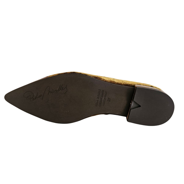 Pedro Miralles, flacher Samtschuh in Moosgrün