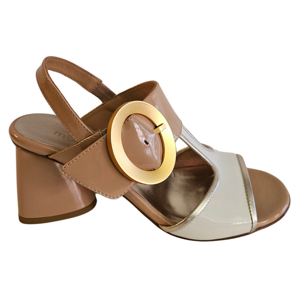 Mara Bini, Sandalette in Altrosa und Weiß