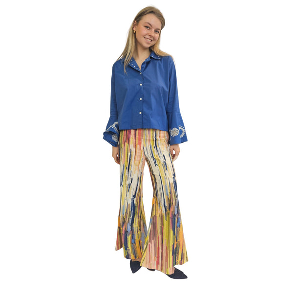 Joyce & Girls, Leinenhose mit buntem Muster