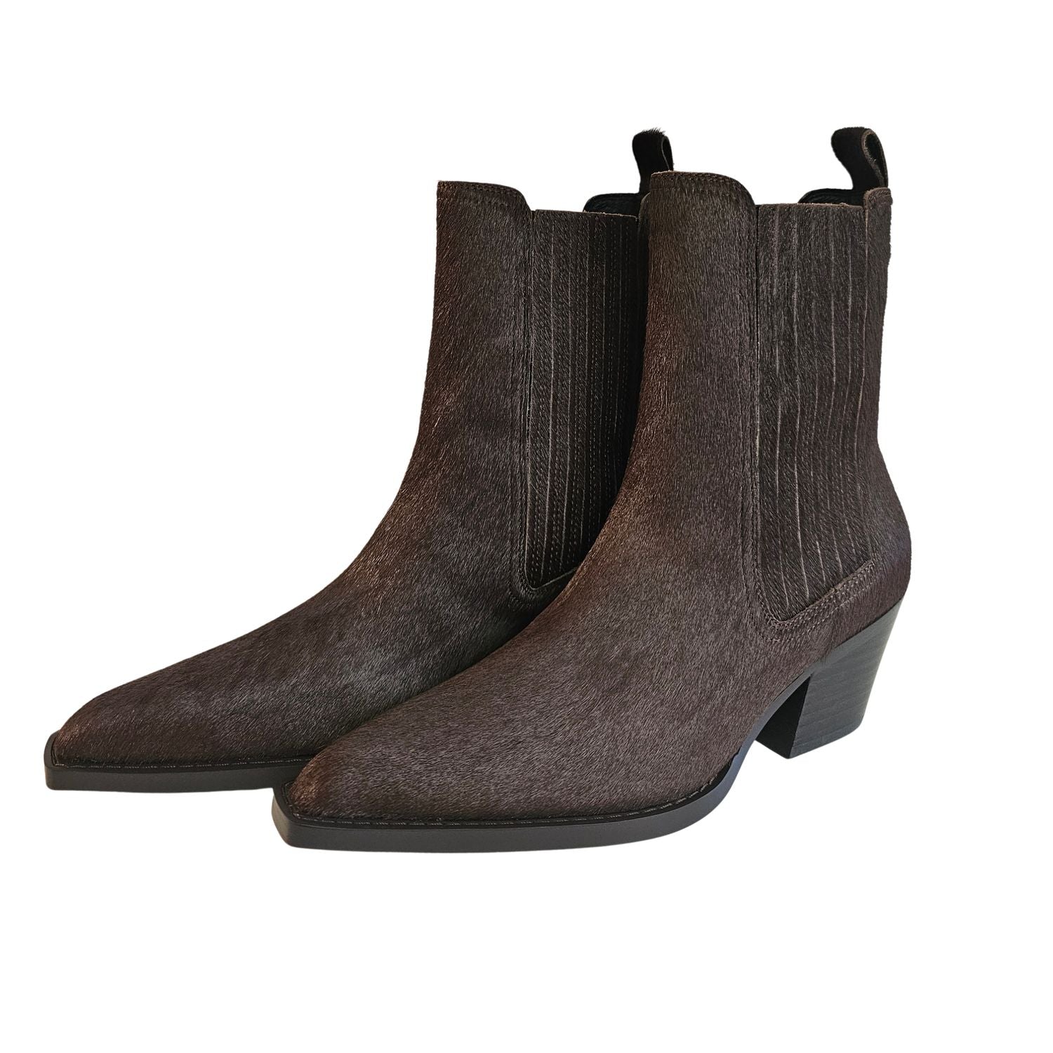 Lola Cruz, Cowboy Chelsea Stiefelette aus Ponyfell in Braun