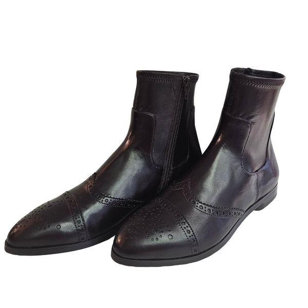 Truman´s, Nappaleder Stiefelette in Schwarz mit Lochmuster