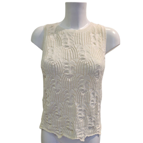 Vicario Cinque, Oberteil/Top im Häkellook, Creme