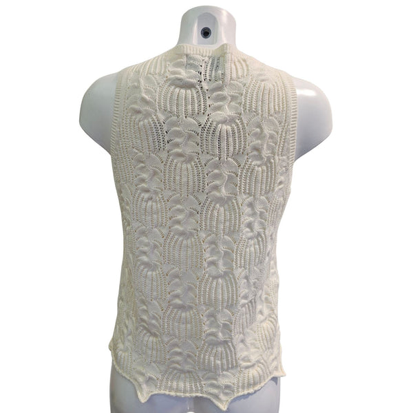 Vicario Cinque, Oberteil/Top im Häkellook, Creme