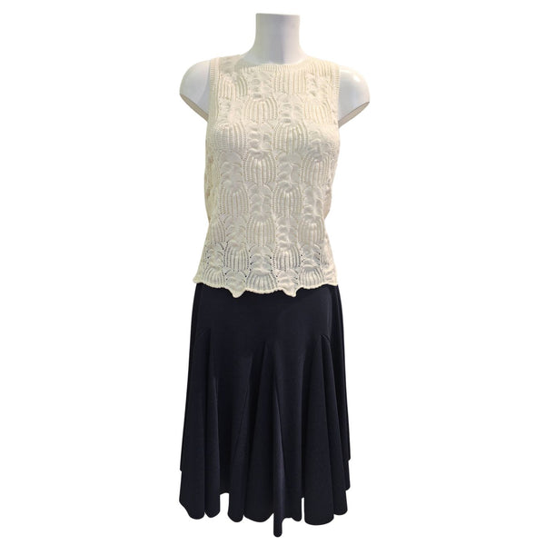 Vicario Cinque, Oberteil/Top im Häkellook, Creme