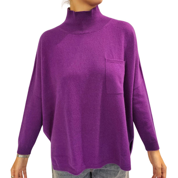 Vanisé, weiter Rollkragenpulli in Violett