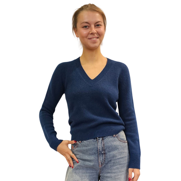 Vanisé, Pullover mit V-Ausschnitt in Kobaltblau