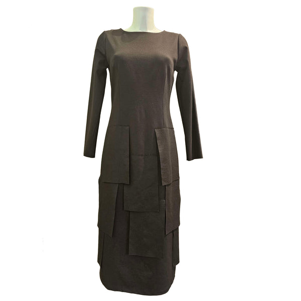 Vicario Cinque, Arietta, raffiniertes Midikleid in Schwarz