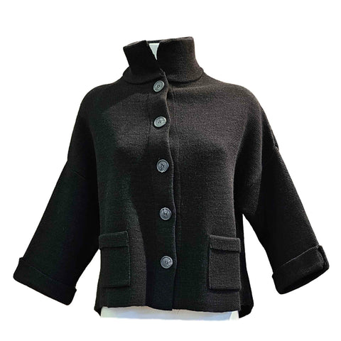 Vicario Cinque, Jacke mit Stehkragen in Schwarz