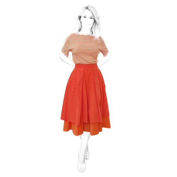 Vicario Cinque,Tania, leichtes Ringelshirt in Orange