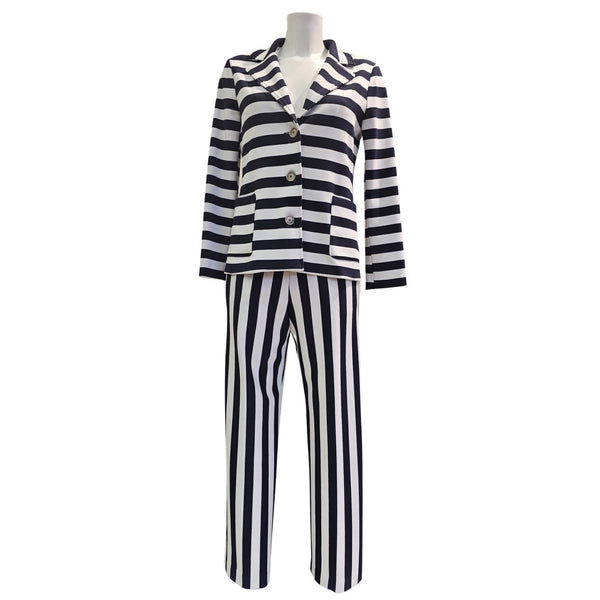 Vicario Cinque, CROZE, gestreifte Hose in Navy