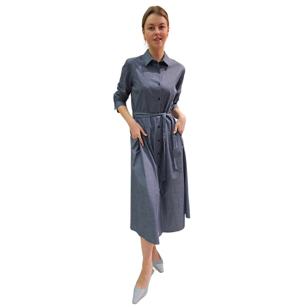Vicario Cinque, ARPA, Hemdblusenkleid in Jeansblau