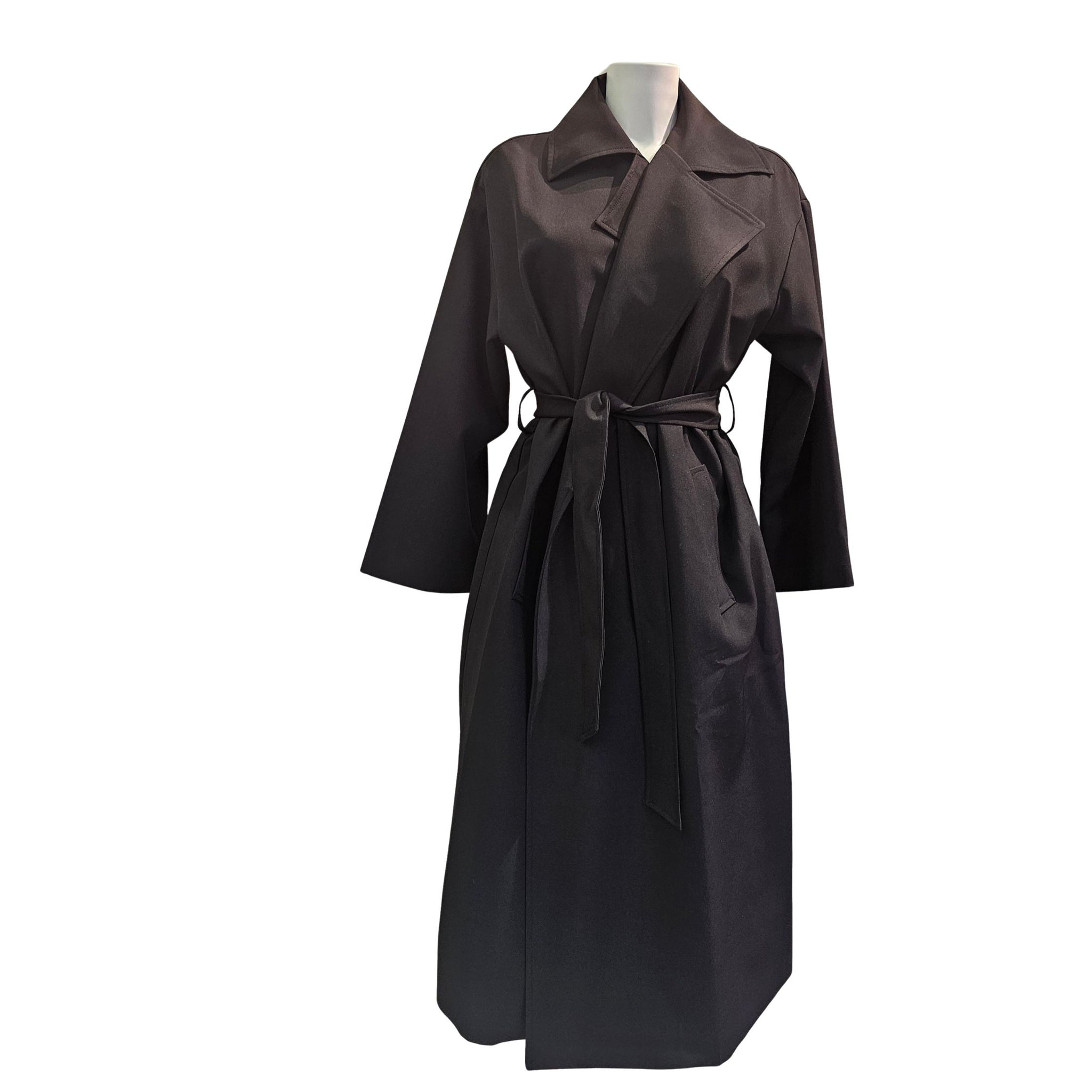 Vicario Cinque, CALANA, Mantel mit Reverkragen, schwarz