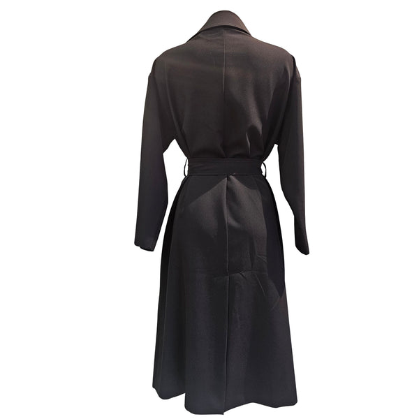 Vicario Cinque, CALANA, Mantel mit Reverkragen, schwarz