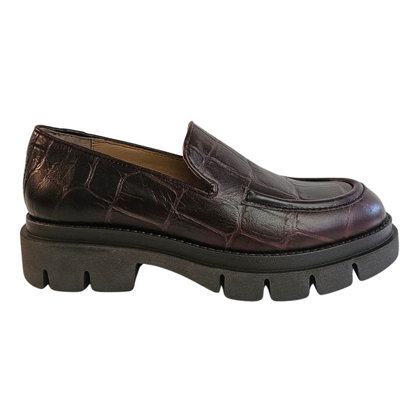 Pedro Miralles, brauner Loafer mit Krokoprägung