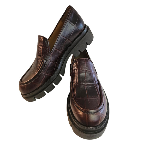 Pedro Miralles, brauner Loafer mit Krokoprägung
