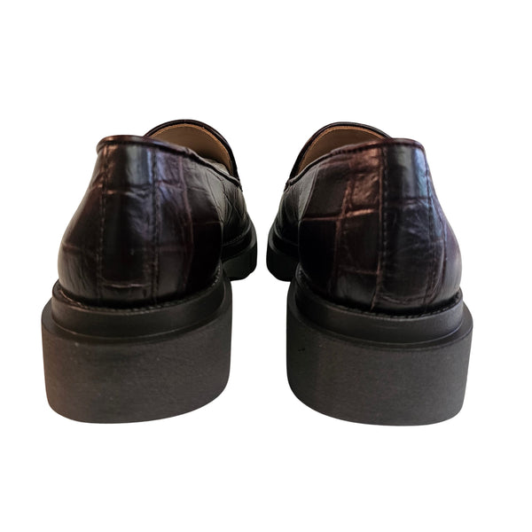 Pedro Miralles, brauner Loafer mit Krokoprägung