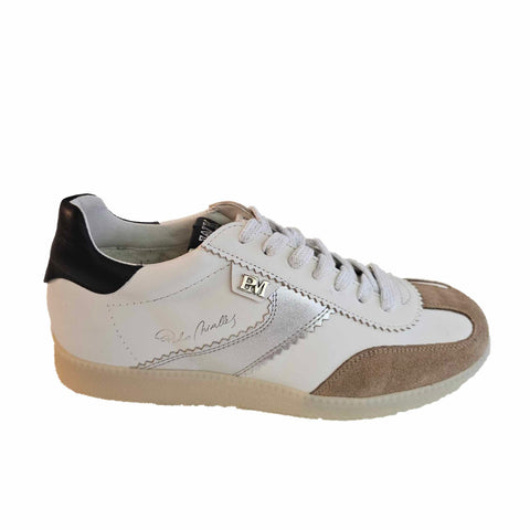 Weekend, weiße Sneaker mit silber/sand/schwarzen Applikationen