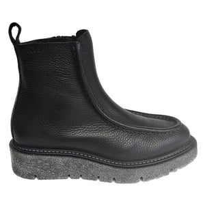 Weekend, genarbte Glattleder-Stiefelette in Schwarz