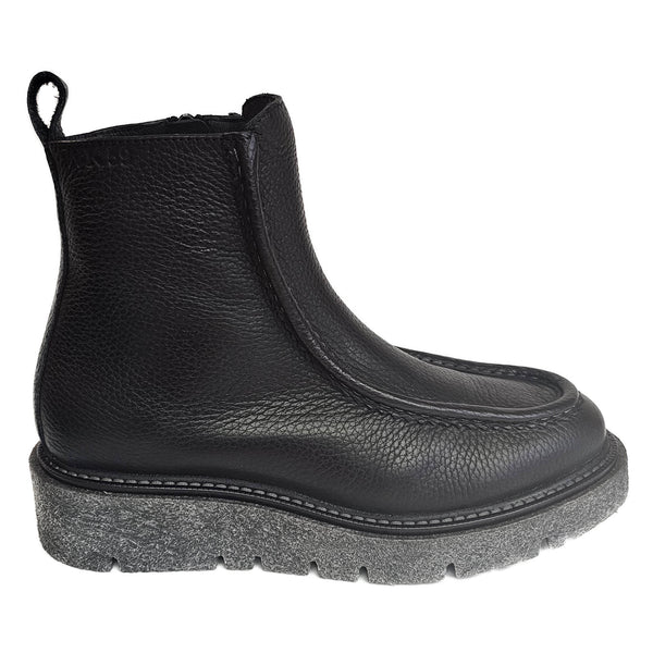 Weekend, genarbte Glattleder-Stiefelette in Schwarz