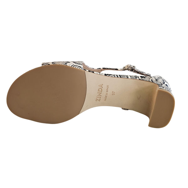 Zinda, Sandalette mit Snakeprint in Natur und Schwarz