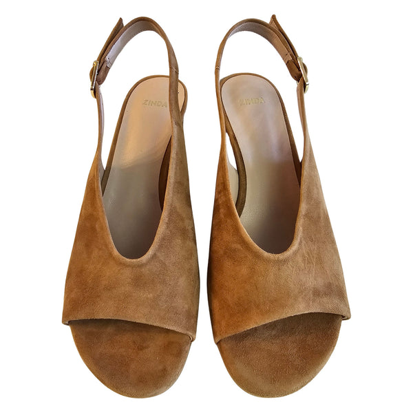 Zinda, Wildleder Sandalette in cognac