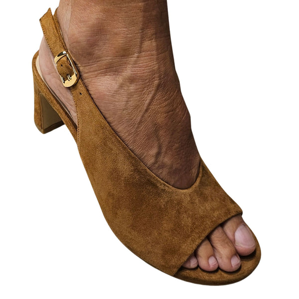 Zinda, Wildleder Sandalette in cognac