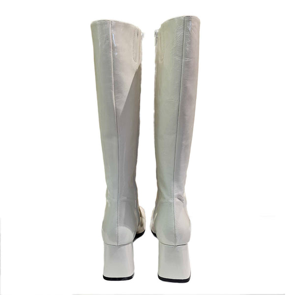 Zinda, cremefarbener Lackleder-Stiefel