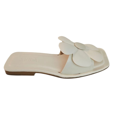 Zinda, flache Pantolette in Creme