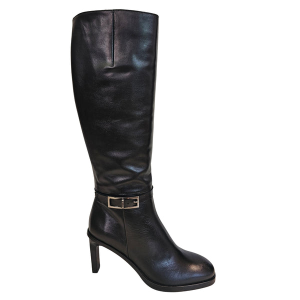 ZINDA, schwarzer Lederstiefel mit Zierschnalle