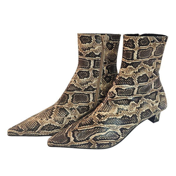 ZINDA, spitze Stiefelette mit Snakeprint