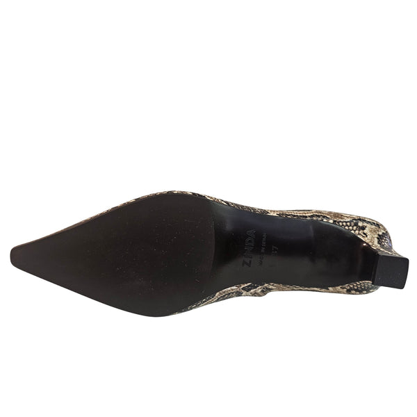 ZINDA, spitze Stiefelette mit Snakeprint