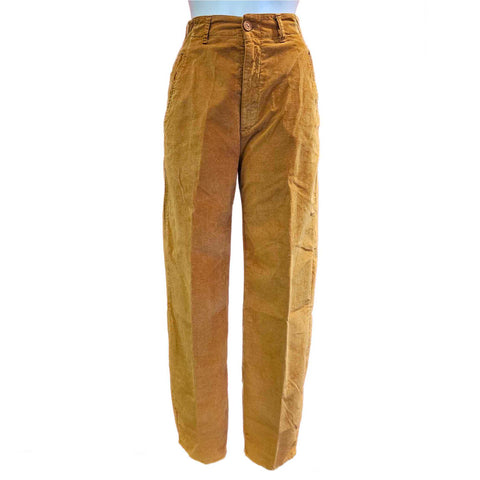 European Culture, Highwaist Hose, Karottenform in Currygelb